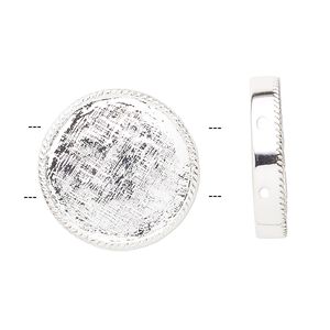 Spacer, silver-plated pewter (tin-based alloy), 21mm 2-strand round. Sold per pkg of 8.