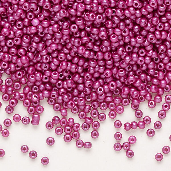 Seed bead, Preciosa Ornela Czech glass, pkg/500g, #11 rocaille, opaque PermaLux dyed purple chalkwhite, (22013). image number 0