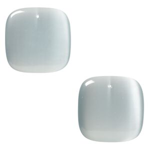 Focal, cat's eye glass (fiber optic glass), silver, 34mm top-drilled square. Sold per pkg of 2.