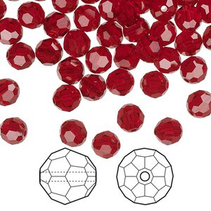 Bead 360pk Siam, Swarovski® 6mm round 5000