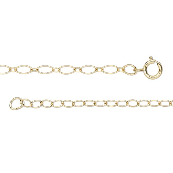 Chain, 14Kt gold-filled, 2.5mm long and short oval, 16 inches with 2-inch extender chain and springring clasp. Sold individually. image number 0