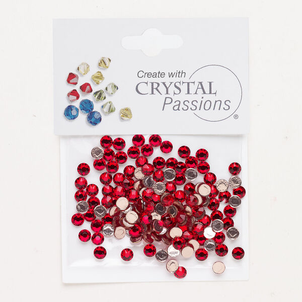 Flat back 1pkg144 light Siam foil back, Crystal Passions&reg; rhinestone 3.80-4.00mm hotfix round SS16 image number 0