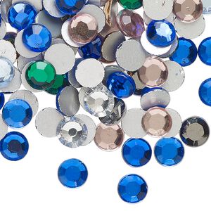 Flat back mix 144pk mixed colors foil back, vintage Preciosa Czech crystal rhinestone 6.32-6.5mm round SS30