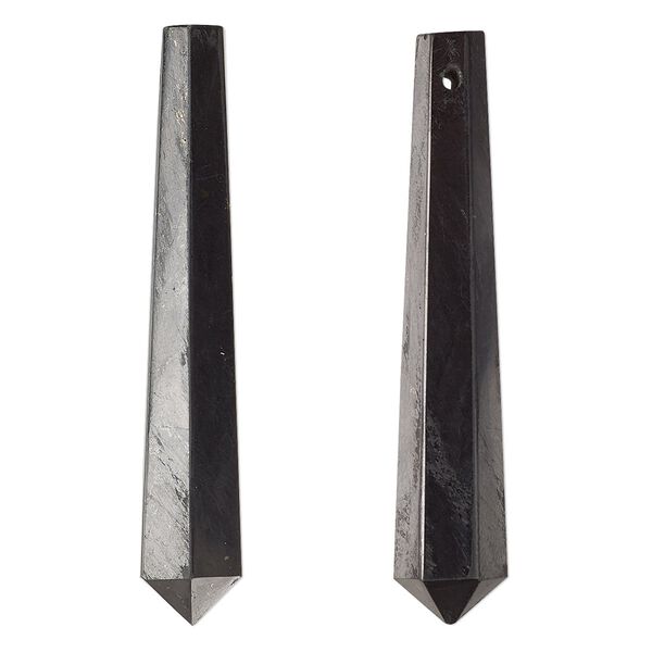 Shungite 1pkg1, hand-cut faceted graduated point focal natural 48x9mm-50x10mm image number 0