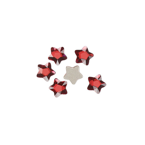 Flat back 6pk scarlet foil back, Crystal Passions® 6mm star flower 3754 image number 0