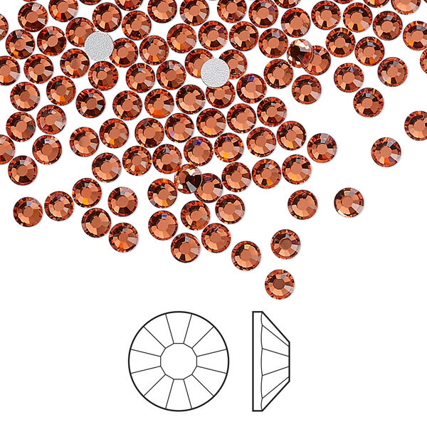 Flat back 144pk padparadscha foil back, Preciosa Viva 12® Czech crystal rhinestone 3-3.2mm chaton rose round SS12 image number 0