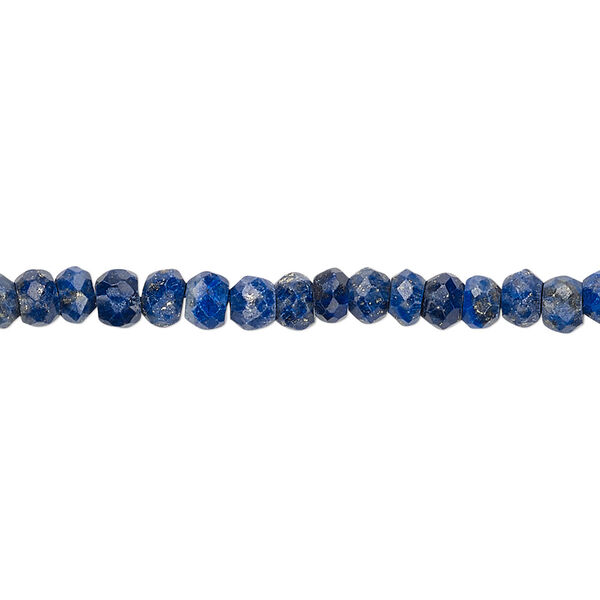 Bead, lapis lazuli (dyed), 4x2mm-4x3mm hand-cut faceted rondelle, C grade, Mohs hardness 5 to 6. Sold per 13-inch strand. image number 0