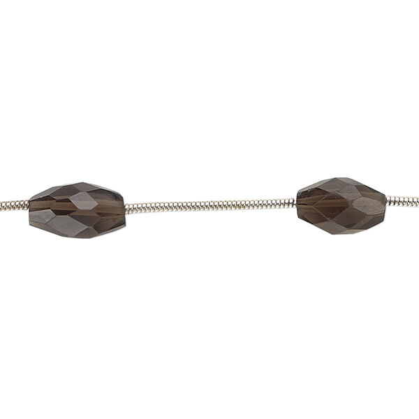 Bead, smoky quartz (heated / irradiated), 9x5mm-11x6mm hand-cut faceted oval, C grade, Mohs hardness 7. Sold per pkg of 6 beads. image number 0