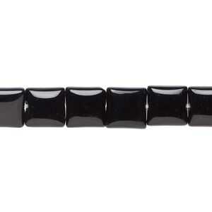 Black onyx 1pkg1, puffed square bead 15.5-16 inch 8mm