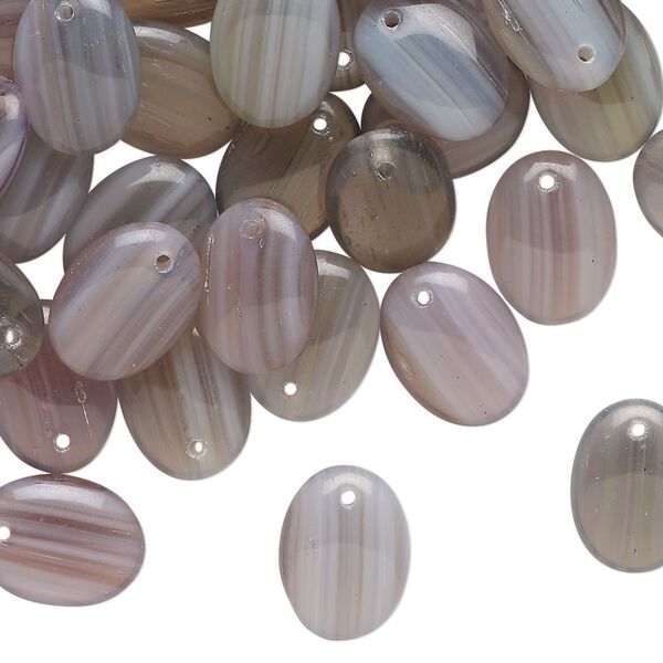Drop, pressed glass, translucent grey and purple, 12x9mm puffed oval. Sold per 1-ounce pkg, approximately 55 beads. image number 0