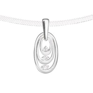 Pendant, sterling silver and cubic zirconia, clear, 19x11mm single-sided 3-oval ring. Sold individually.