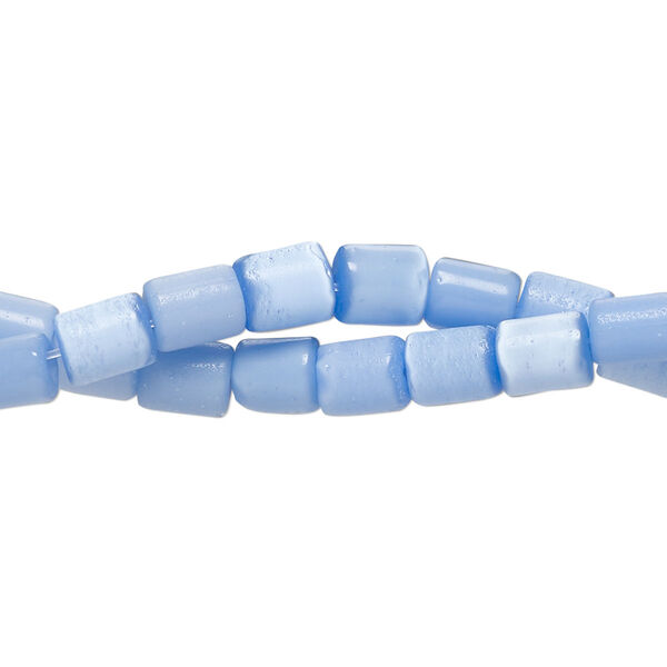 Bead fiber optic 2pk opaque blue-violet, 6x4mm-6x6mm round tube 14 inch image number 0