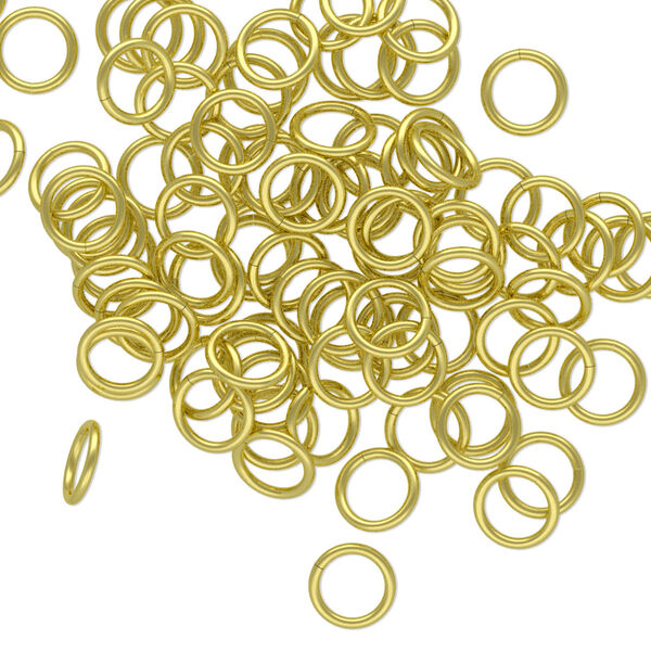 Jump ring, brass, 6mm round, 4.4mm inside diameter, 20 gauge. Sold per pkg of 100. image number 0