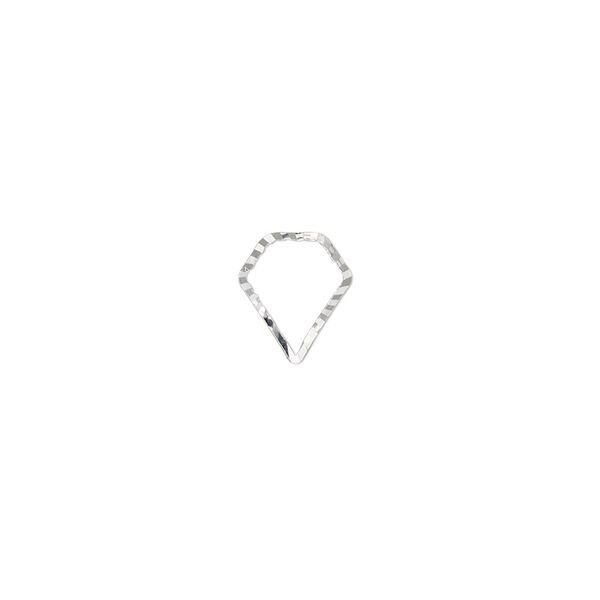 Component, silver-plated brass, 10x8mm single-sided diamond-cut open gem, 1mm thick. Sold per pkg of 100. image number 0