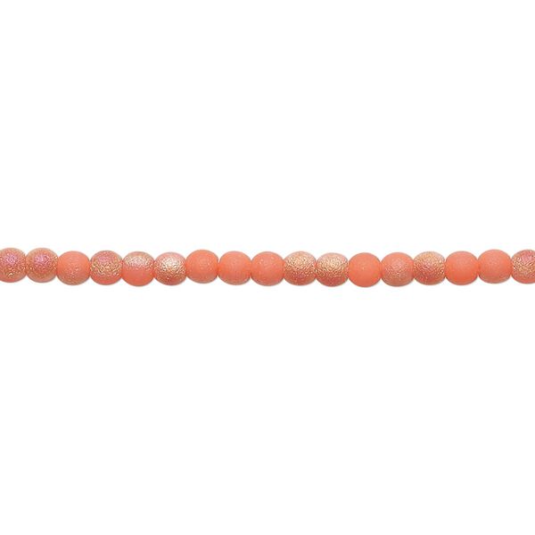 Bead, glass, translucent matte tangerine AB, 2.5mm round. Sold per 15-1/2 to 16-inch strand. image number 0