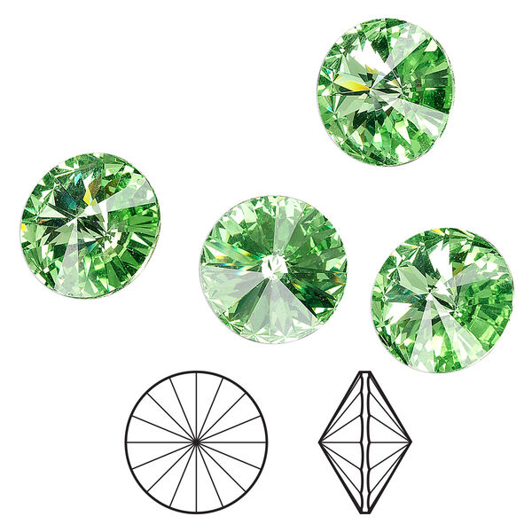 Chaton 4pk peridot foil back, Crystal Passions® 14mm rivoli 1122 image number 0