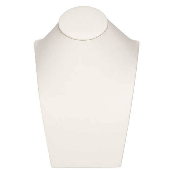Display, necklace, leatherette, cream, 7 x 5 x 3-1/4 inches with VELCRO® tab on back. Sold individually. image number 0