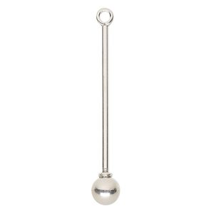 Drop, sterling silver, 2-inch bead pin with 7mm twist-off ball end, 38mm beadable length. Sold individually.