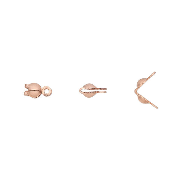 Bead tip, copper, 7x3.5mm bottom clamp-on with 2 closed loops. Sold per pkg of 100. image number 0