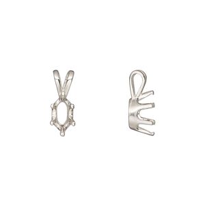 Pendant, Sure-Set™, sterling silver, 8x4mm 6-prong marquise basket setting. Sold individually.