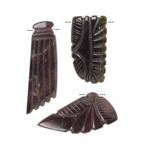 Multi-tourmaline 1pkg2, hand-cut carved freeform bead natural 15x14mm-32x15mm