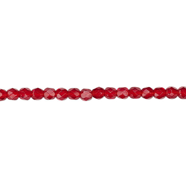 Bead, Czech fire-polished glass, ruby red, 3mm faceted round. Sold per 15-1/2" to 16" strand, approximately 130 beads. image number 0