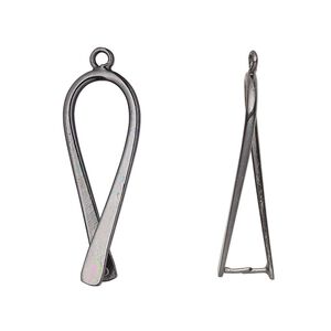 Bail, ice-pick, gunmetal-plated brass, 29x11mm teardrop, 25mm grip length. Sold per pkg of 2.