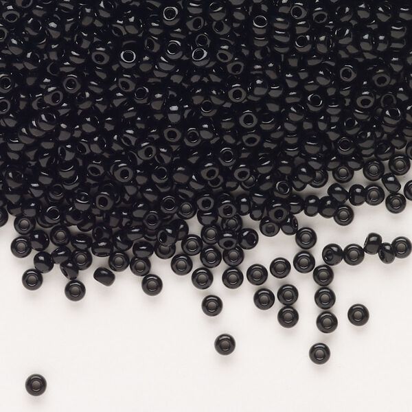 Seed bead, Preciosa Ornela, Czech glass, pkg/50g, opaque black, #10 rocaille. image number 0