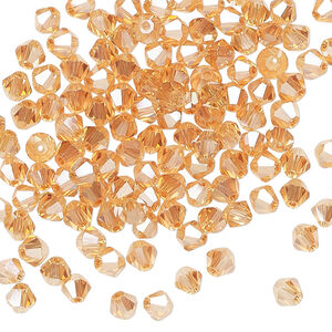 Bead 144pk translucent crystal golden shadow, Celestial Crystal® 4mm bicone