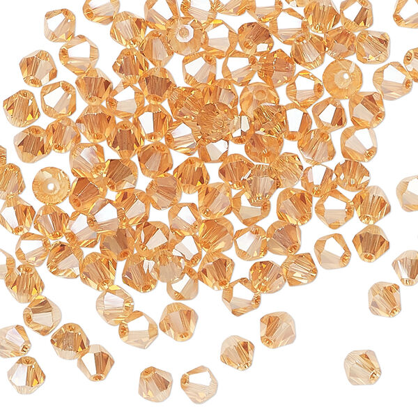 Bead 144pk translucent crystal golden shadow, Celestial Crystal® 4mm bicone image number 0