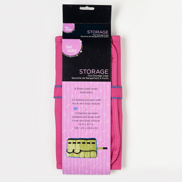 Pouch, canvas / elastic / VELCRO®, pink / purple / black, 14x9-1/2 inches with hook and loop closure with wraparound strap. Sold individually. image number 1