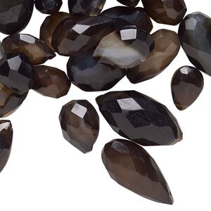 Black agate 1pkg1, top-drilled faceted mixed shape bead 2 oz mix 9x6mm-23x12mm