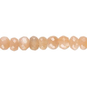 Peach moonstone 1pkg1, hand-cut faceted rondelle bead natural 8 inch 7x3mm-7x5mm