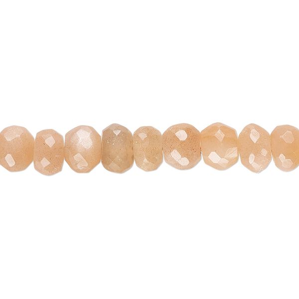 Peach moonstone 1pkg1, hand-cut faceted rondelle bead natural 8 inch 7x3mm-7x5mm image number 0