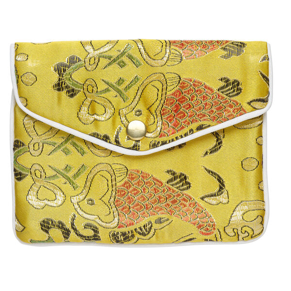 Pouch 1pkg3 rayon fabric and silver-finished steel, multicolored, 4.75x4-inch brocade. image number 3