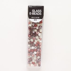 Seed bead mix, glass, pkg/40g, #6 round, opaque mixed colors.