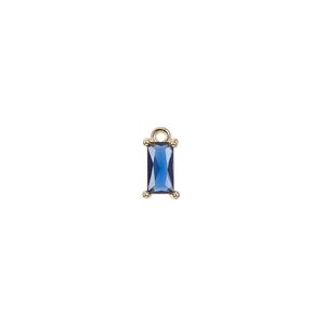 Drop, glass and gold-finished brass, dark blue, 7.5x4mm faceted rectangle. Sold per pkg of 10.