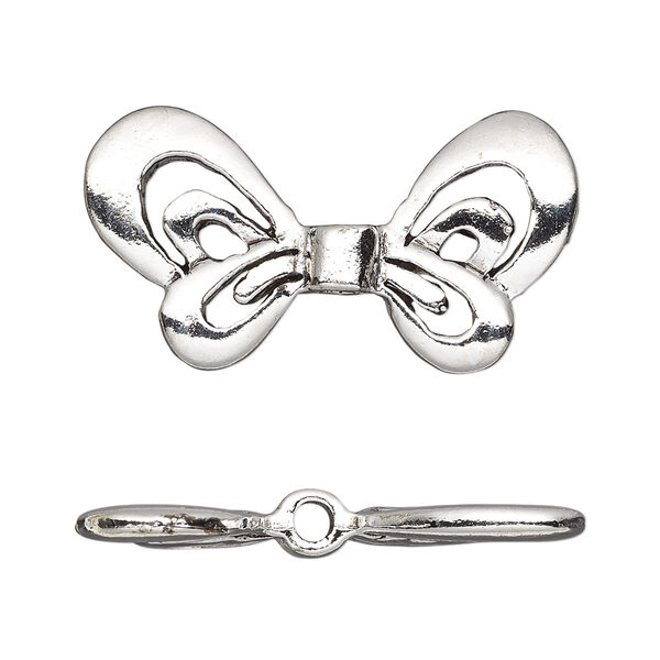 Bead, antique silver-plated pewter (tin-based alloy), 33.5x18mm open wings. Sold individually. image number 0