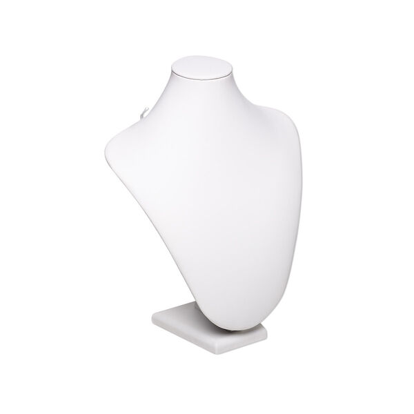 Display, necklace, leatherette, white, 10-1/2x8x4 inches. Sold individually. image number 0