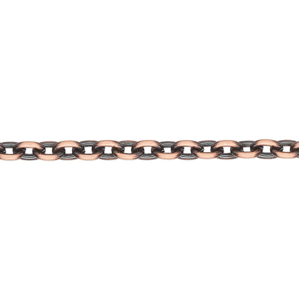 Chain, antique copper-plated steel, 4.8x3.3mm cable. Sold per pkg of 5 feet. image number 0