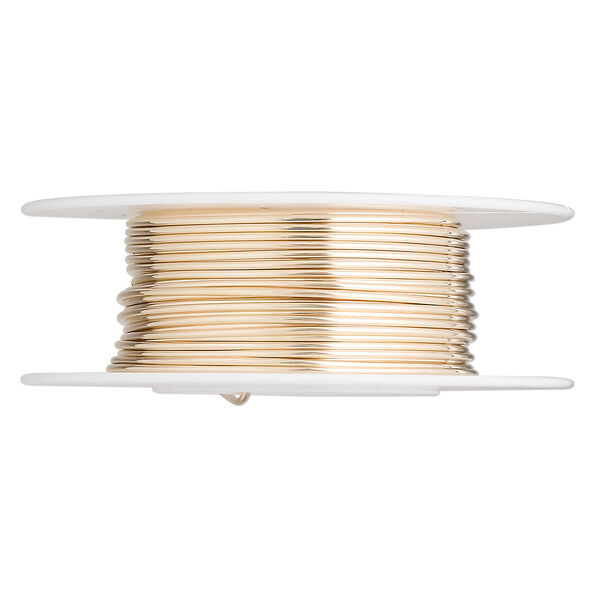 Wire, 12Kt gold-filled, full-hard, round, 20 gauge. Sold per pkg of 25 feet. image number 0