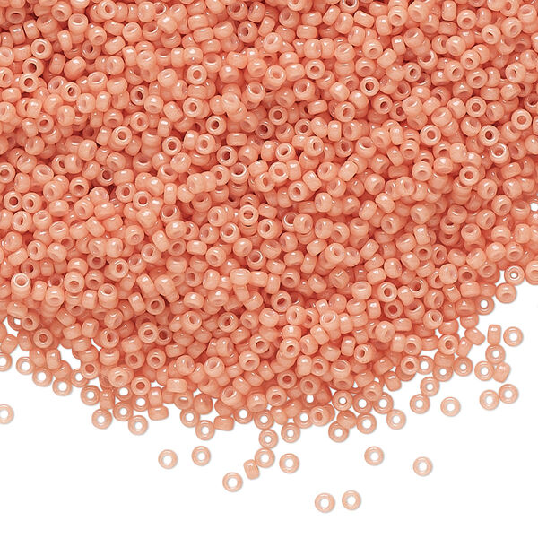 Seed bead, Miyuki, glass, pkg/250g, #15 rocaille, Duracoat® opaque outside dyed dark salmon, (RR-4462). image number 0
