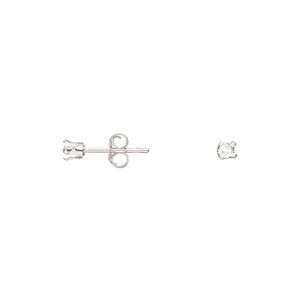 Earstud 1pkg2 sterling silver, 3mm round 4-prong setting / earnuts, 1 pair