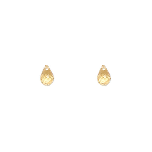 Bead, citrine (heated), 6x4mm hand-cut top-drilled faceted briolette, B grade, Mohs hardness 7. Sold per pkg of 2. image number 0
