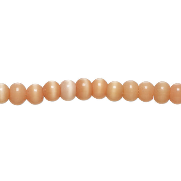 Bead, cat's eye glass (fiber optic glass), dark peach, 5x3mm-6x5mm rondelle. Sold per 14-inch strand, approximately 95 beads. image number 0