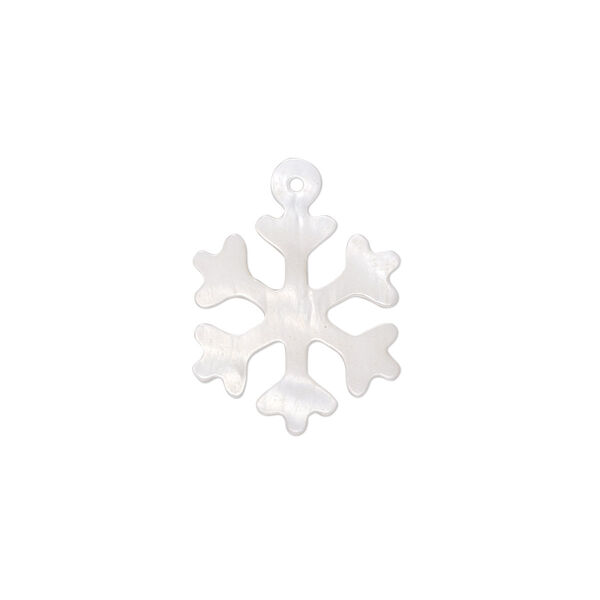 Drop, mother-of-pearl shell (natural), 20x15mm hand-cut top-drilled snowflake, Mohs hardness 3-1/2. Sold individually. image number 0