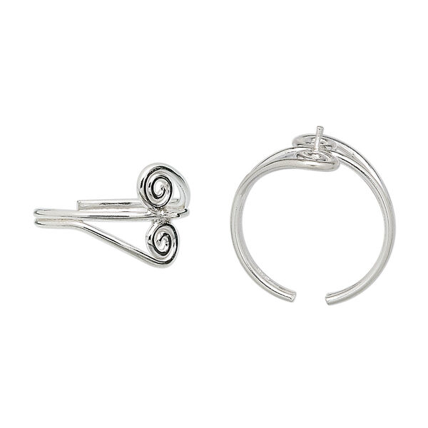 Ring, sterling silver, double swirl with peg, adjustable. Sold individually. image number 0