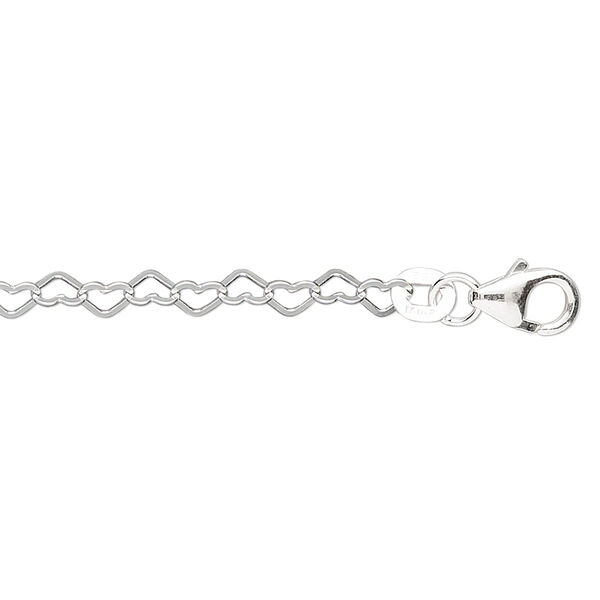 Chain, sterling silver, 3.5mm flat heart cable, 18 inches with lobster claw clasp. Sold individually. image number 0