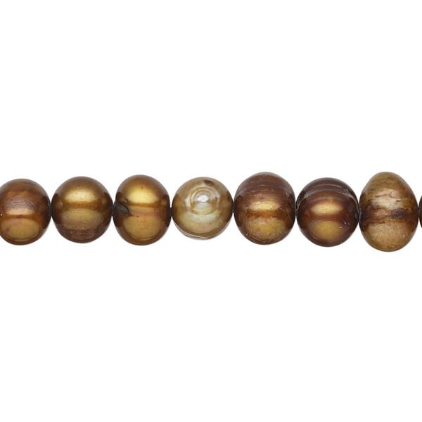Freshwater pearl 1pkg1, semi-round, 15 inch dark antique copper 6-8mm cultured image number 0