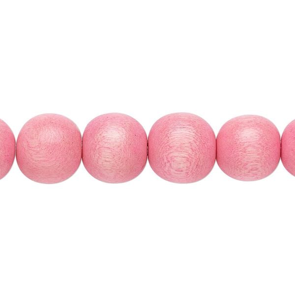 Bead 1pkg1, Taiwanese cheesewood (dyed / waxed), light pink, 9-10 round, 15-1/2 to 16 inches. image number 0